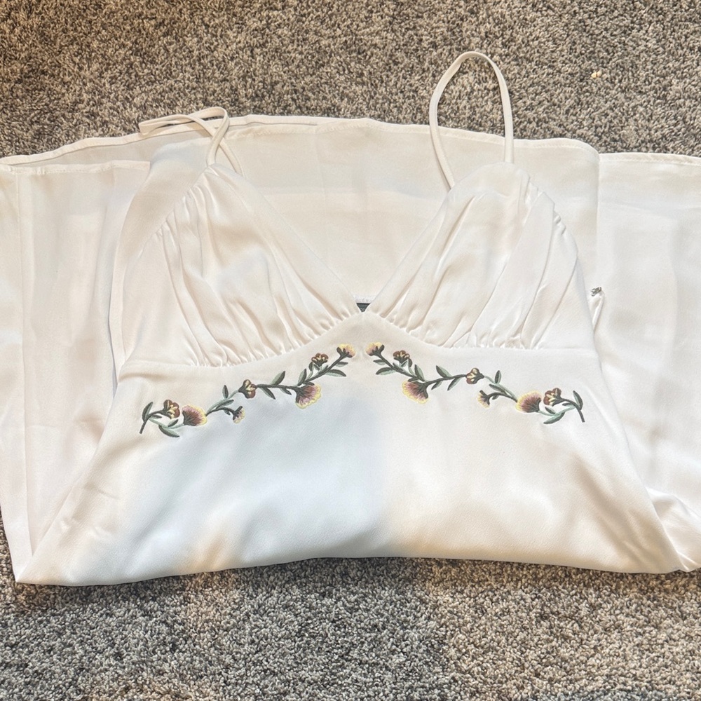 Target White Chemise with Floral Embroidery